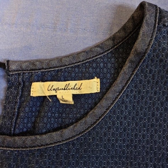 UNPUBLISHED Dark Chambray Sleeveles Tank with Textured Detail - Picture 4 of 5